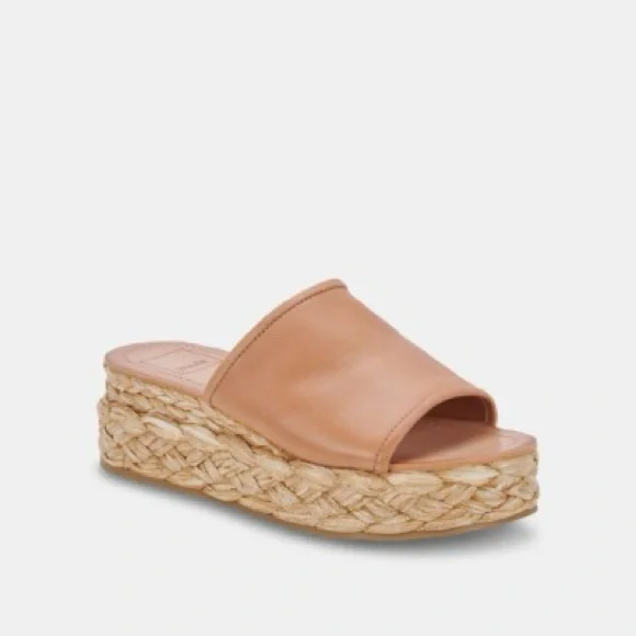 Dolce Vita Brown Leather Espadrille Slides - Picture 5 of 5